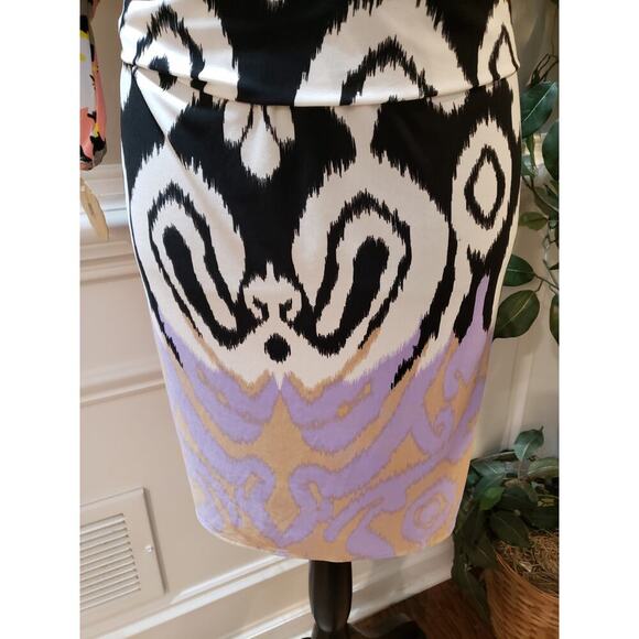 Tibi Knee Length Dress Womens Size Medium Multicolor Geometric One Shoulder Off - Picture 10 of 14